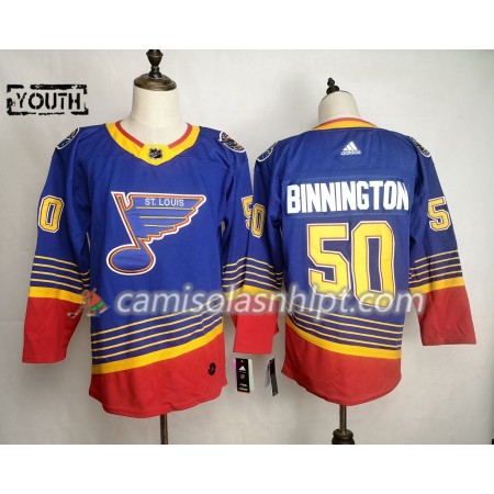 Camisola St. Louis Blues Jordan Binnington 50 Adidas 90s Heritage Authentic - Criança